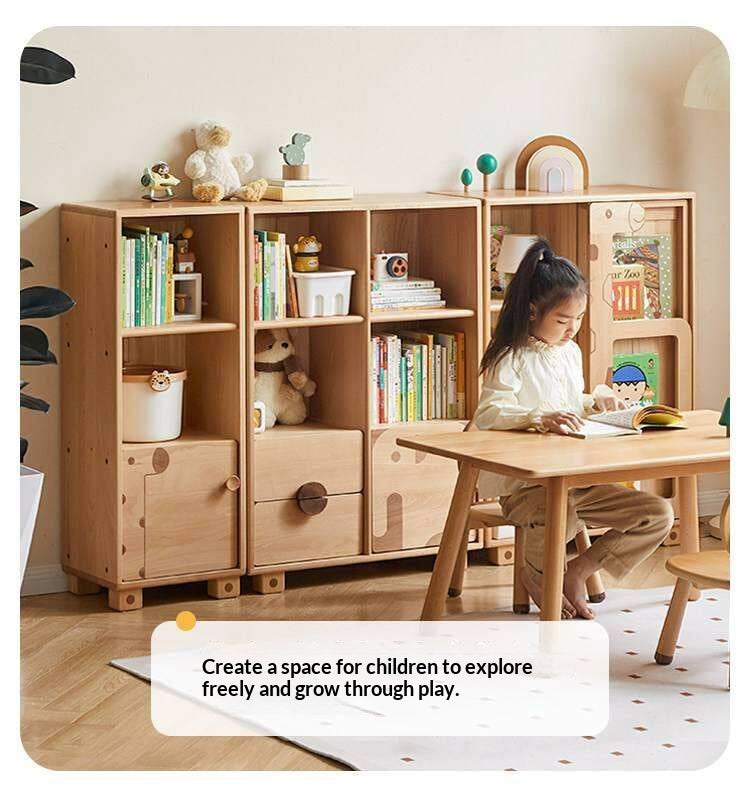 Oak Solid Wood Multi-Layer Children's Bookcase