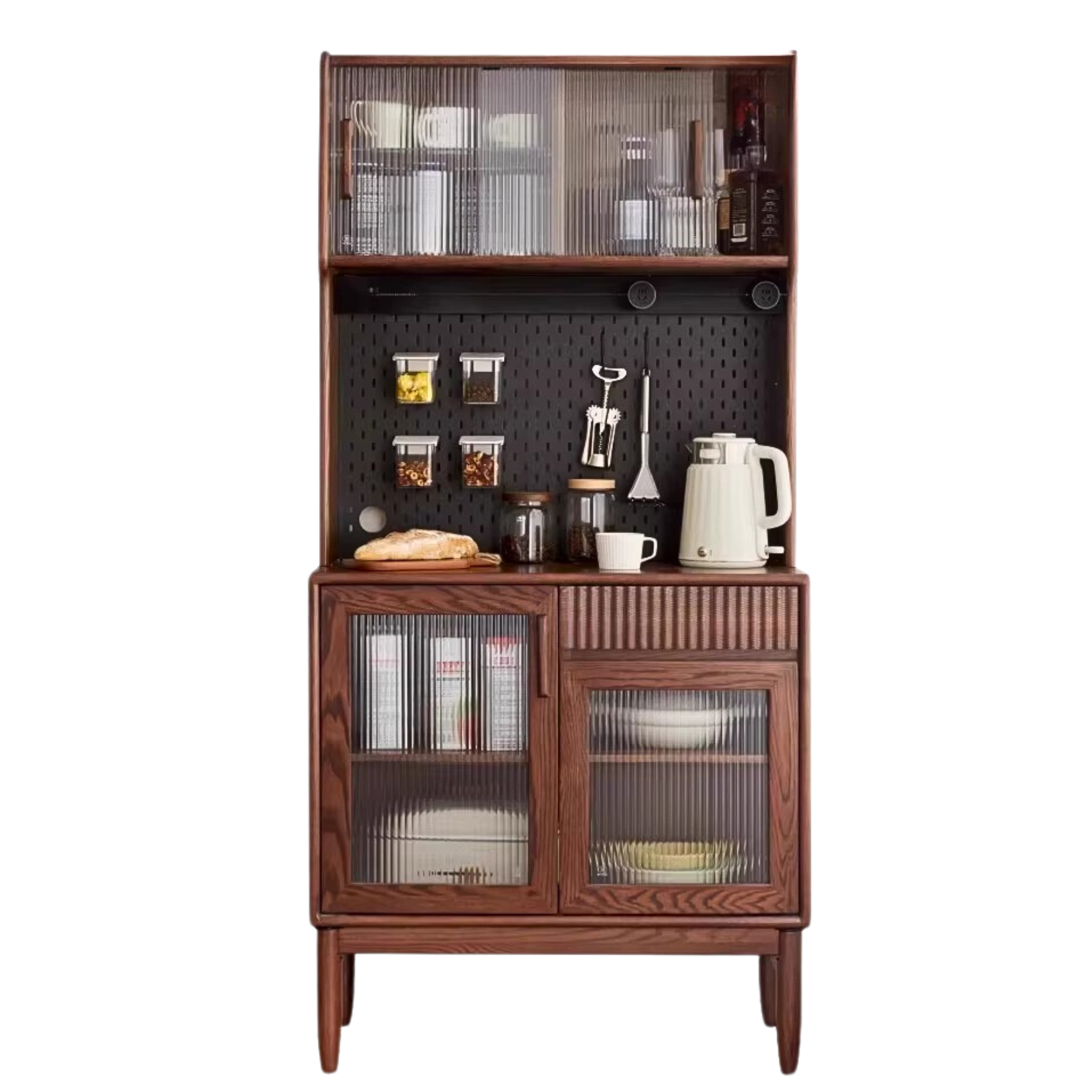 Cherry, Oak, Black Walnut Solid Wood Retro Dining Sideboard