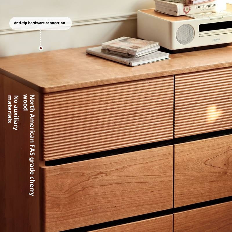 Cherry Solid Wood Six-Drawer Chest, Storage Chest
