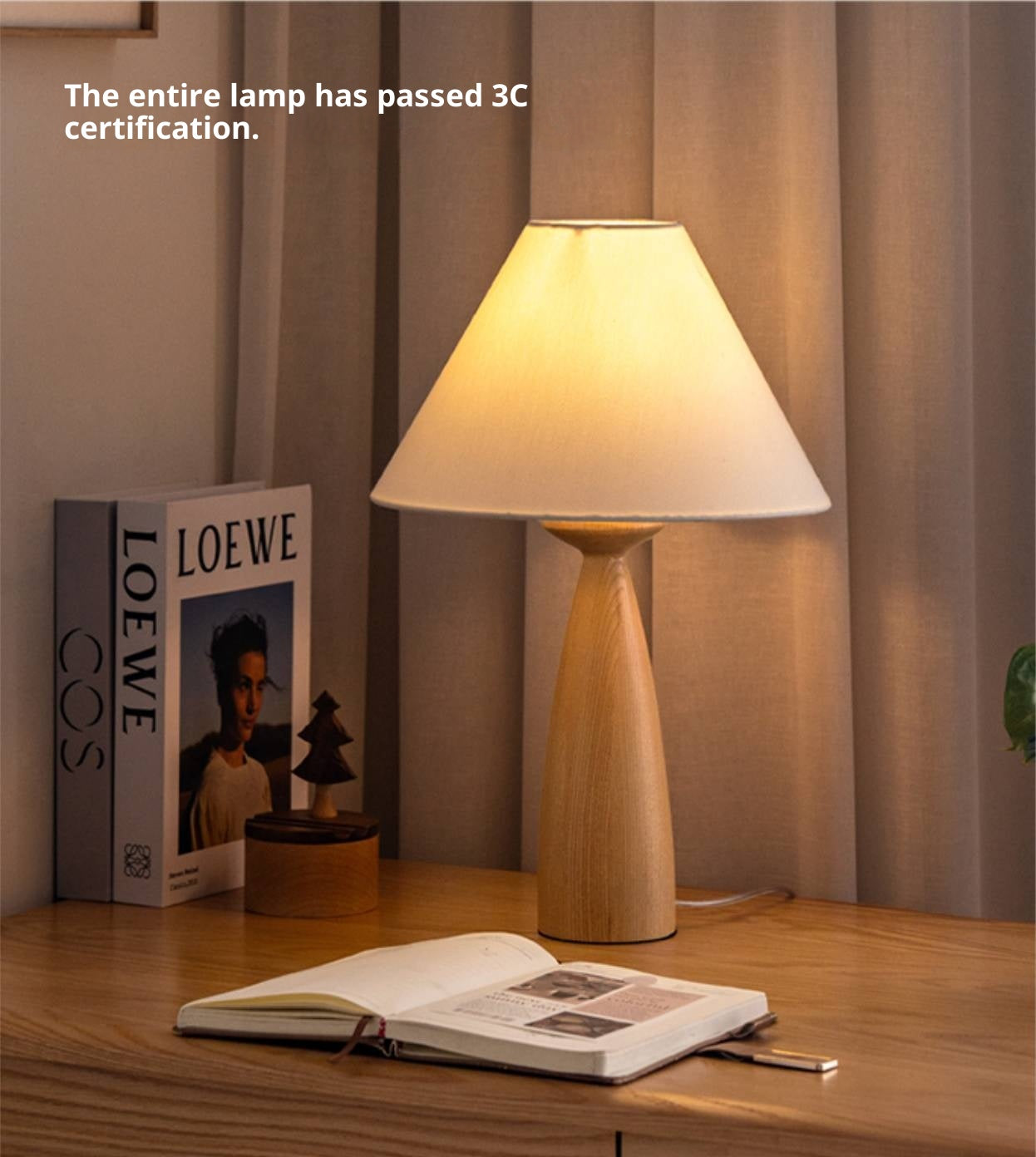 Ash Solid Wood Vintage Style Desk Lamp