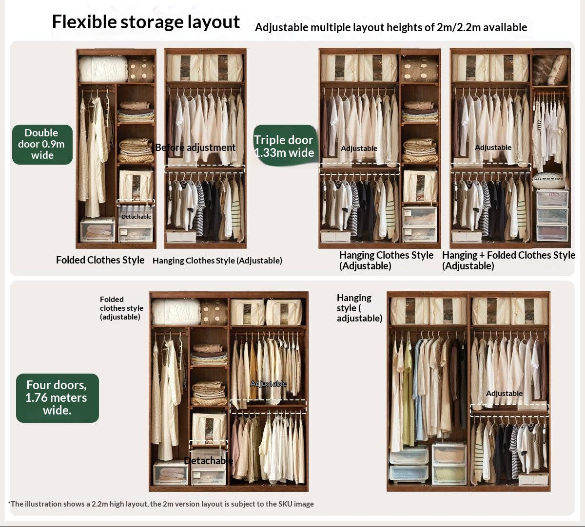 Oak Solid Wood Wardrobe with Recessed Groove Handles