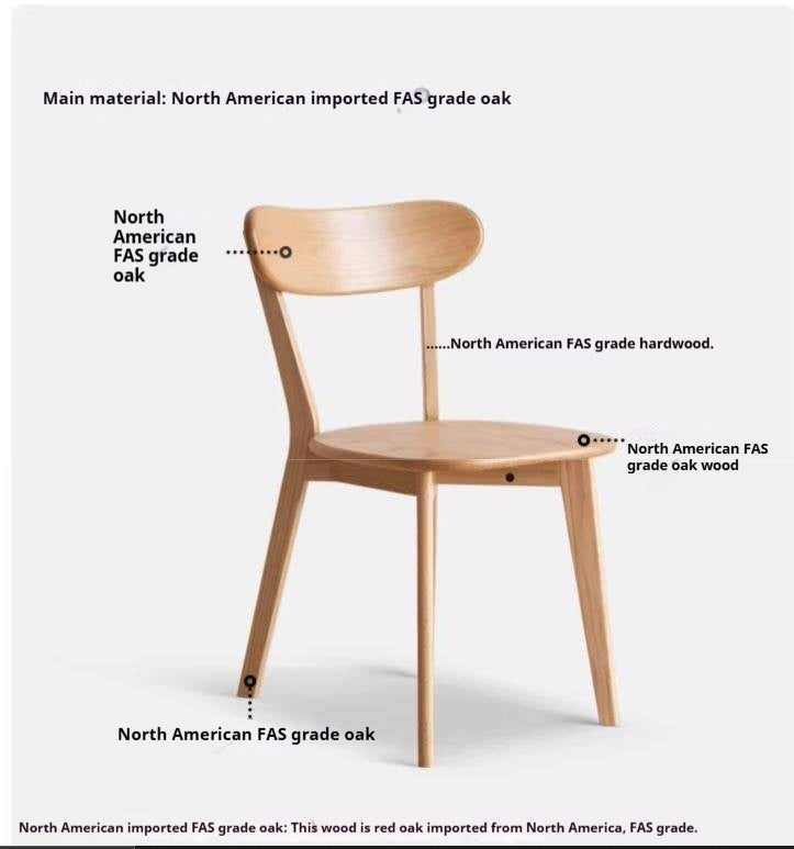 Ash, Oak, Cherry, Beech, Black Walnut Solid Wood Curved Backrest Dining Chair