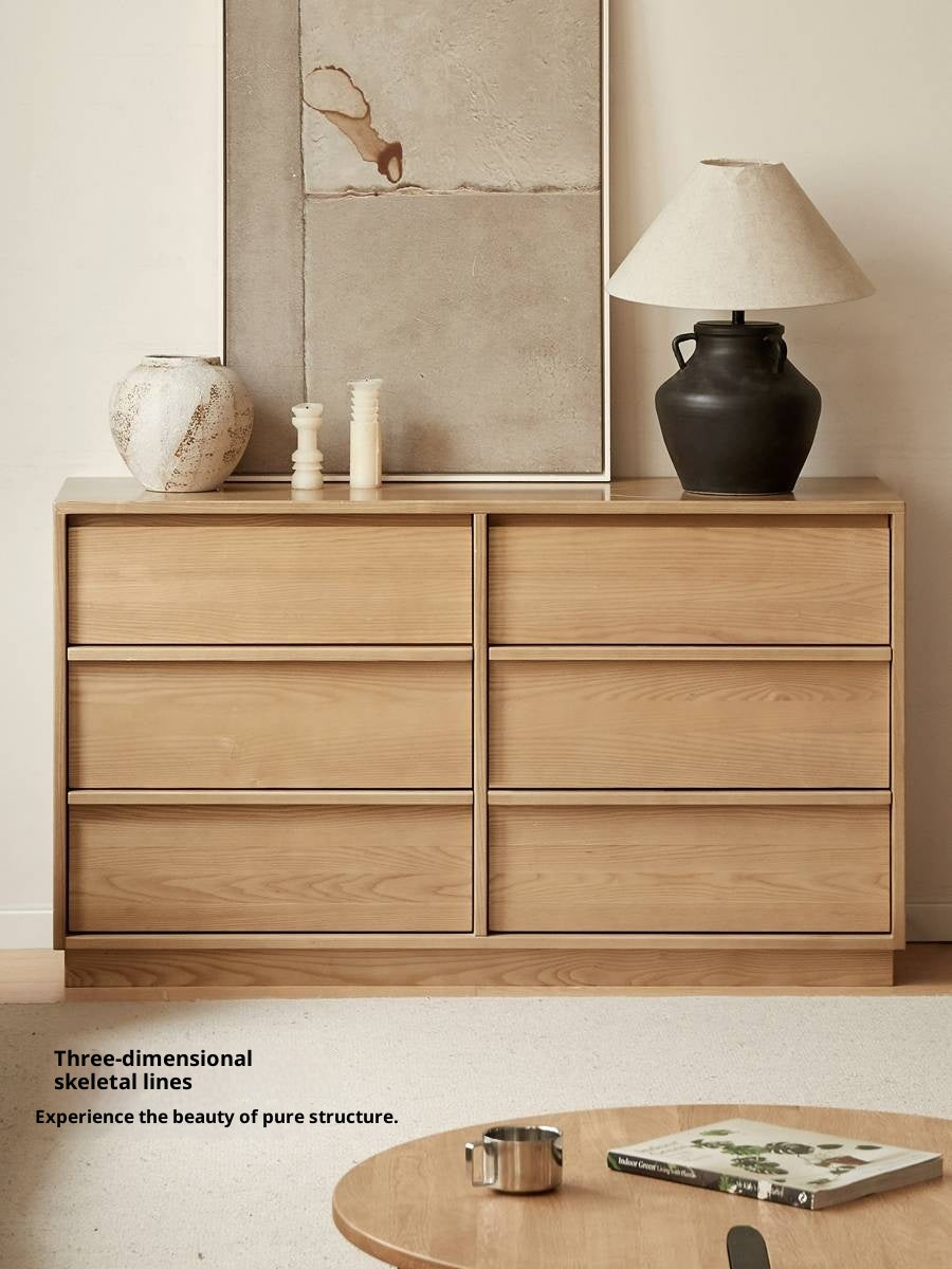 Ash, Oak Solid Wood Wabi-sabi Style Chest Of Drawers