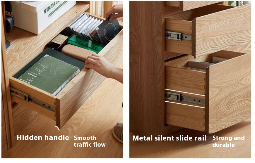 Ash Solid Wood Bookcase Storage Cabinet