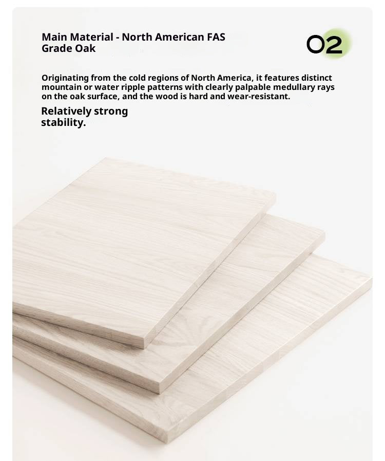 Oak Solid Wood Modern Cream Style Desk and Bookshelf Integrated