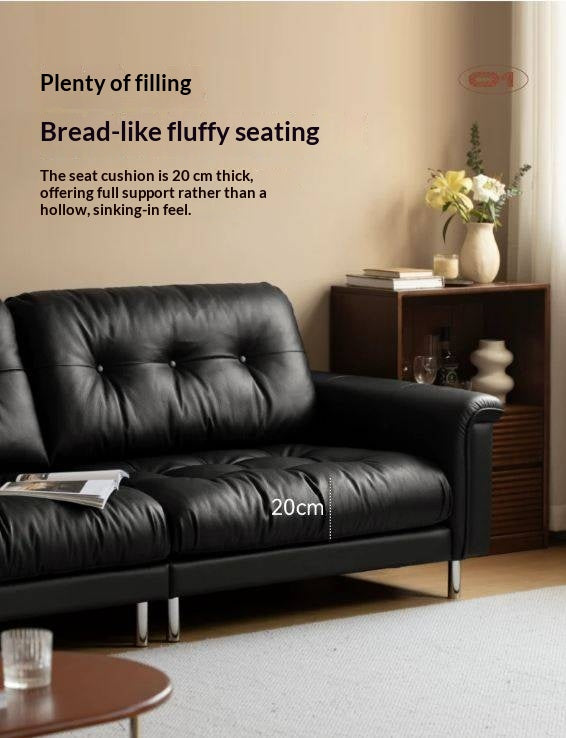 Genuine Leather Biscuit Tufted Leather Sofa with Track Arms