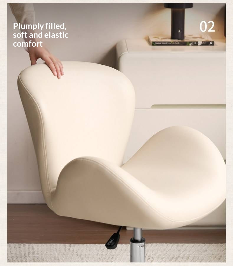 Swan-Style Swivel Office Chair with Chrome Base