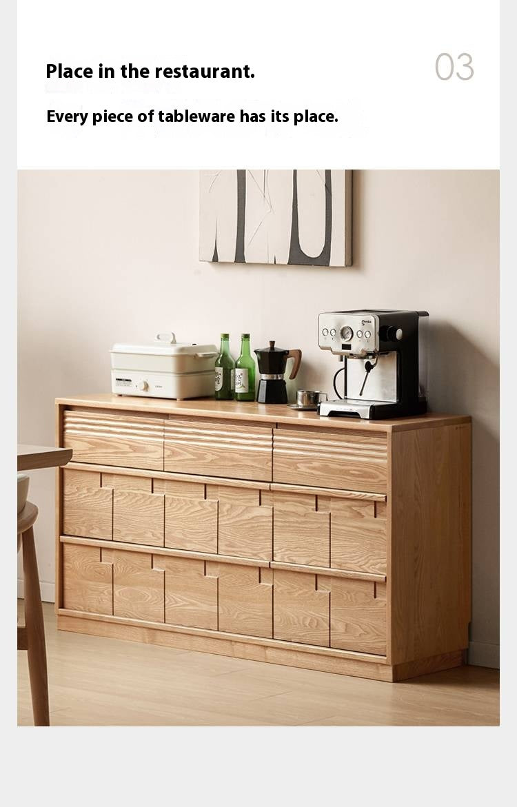 Oak Solid Wood Seven Bucket Drawer Cabinet