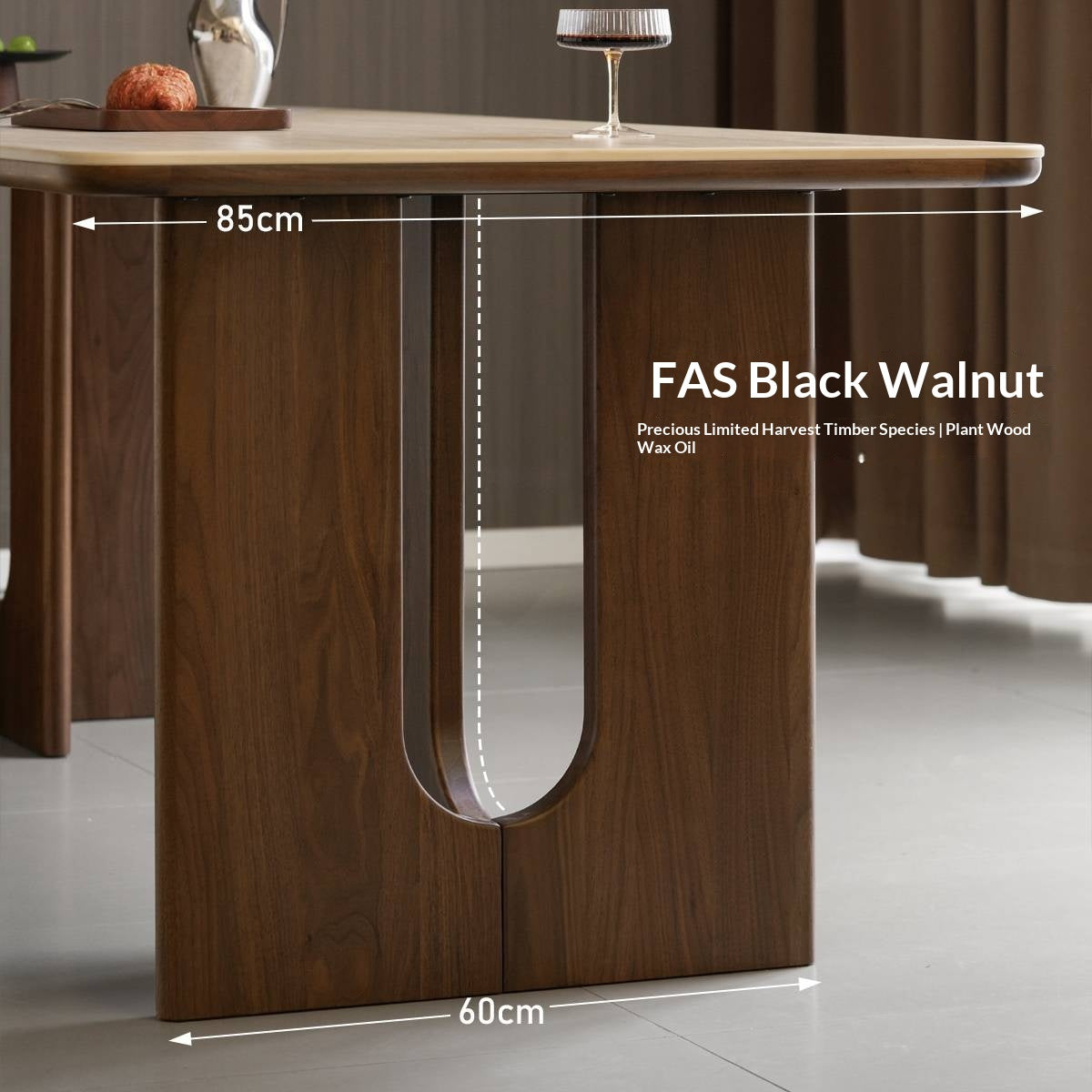 Black Walnut Solid Wood Light Luxury Style Rock Plate Dining Table