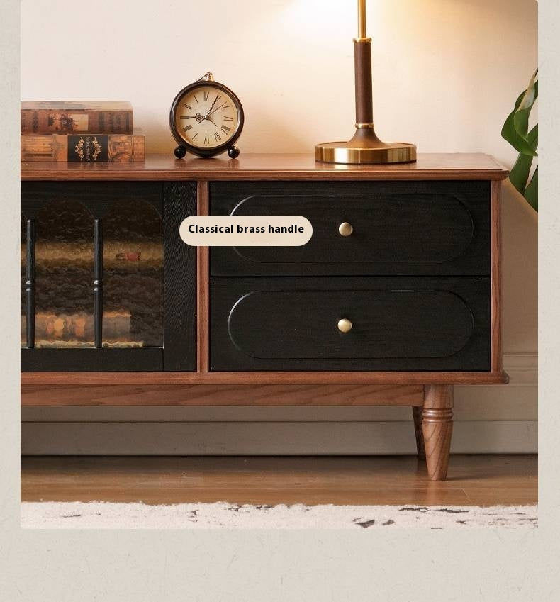 Ash Solid Wood French Retro TV Cabinet