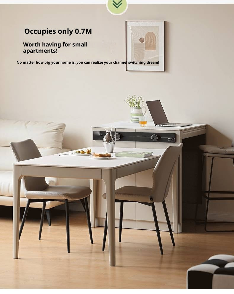 Tulipwood Solid Wood Light Luxury Rock Plate Island Dining Table, Dining Buffet