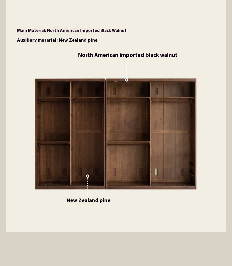 Black Walnut Solid Wood Italian Luxury Sliding Door Wardrobe