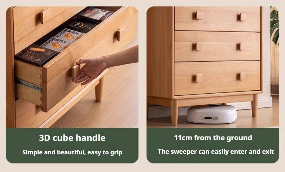 Beech Solid Wood Modern Simple with Light Storage Cabinet.