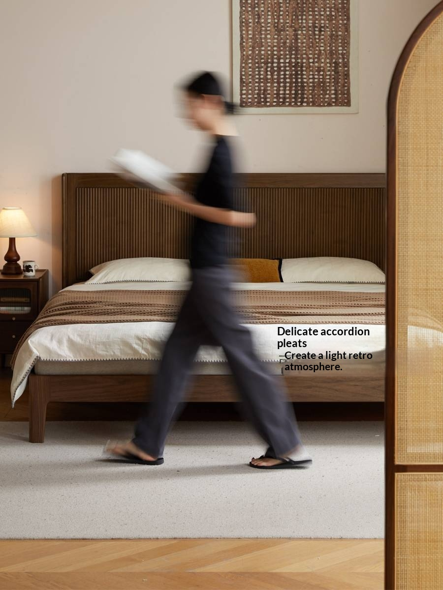 Black Walnut Solid Wood Italian Light Luxury Retro Bed