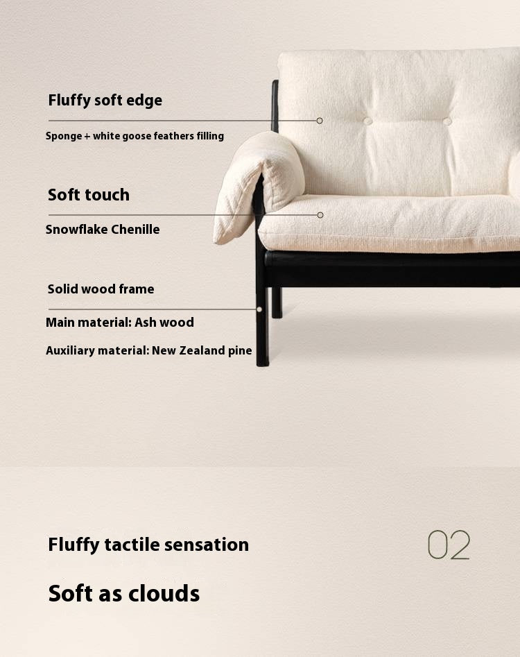 Ash Solid Wood Wabi Sabi Style Single Armchair