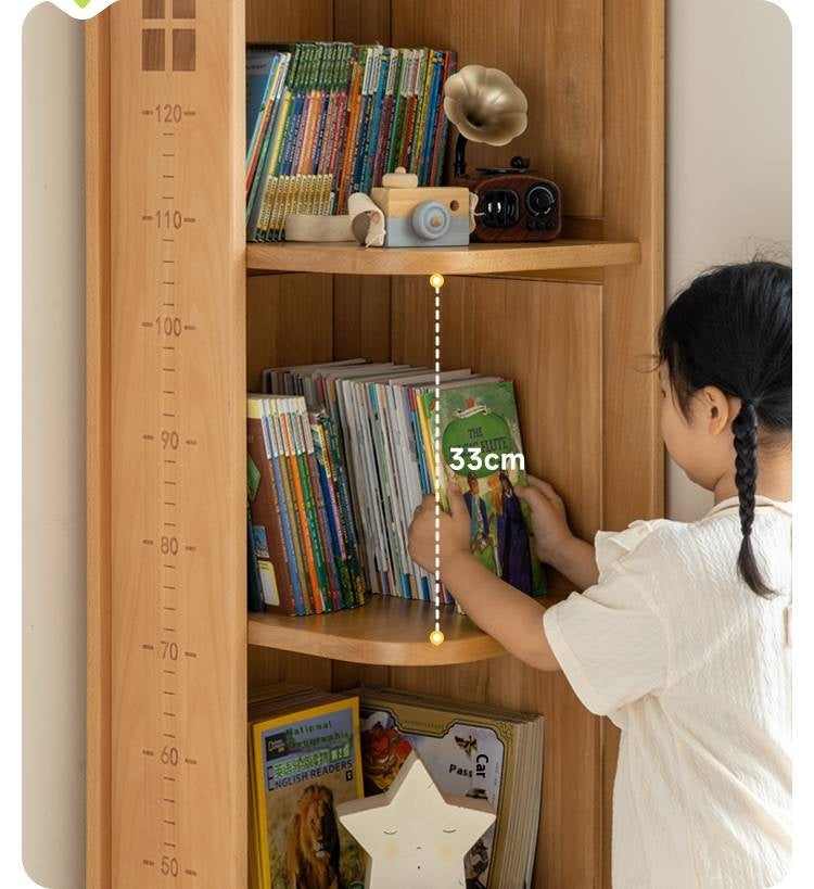 Beech Solid Wood Children's Bookshelf Storage Corner Cabinet