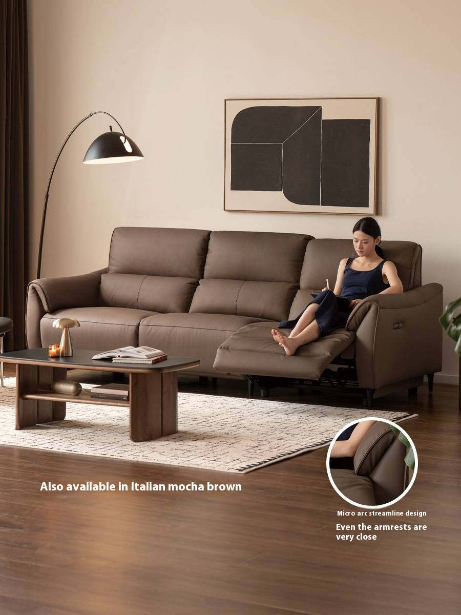 Leather Top Layer Cowhide Retractable Electric Sofa