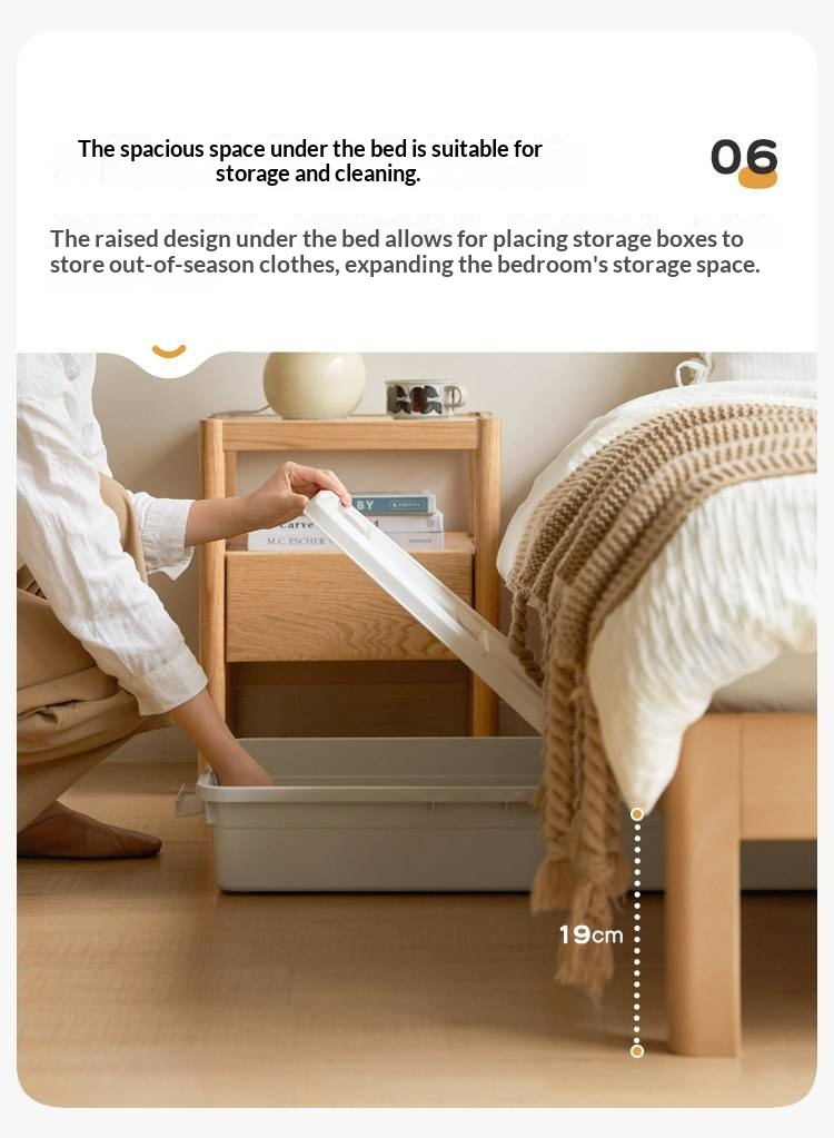 European Beech Solid Wood Platform Bed — Headboard-Free, Simple Design