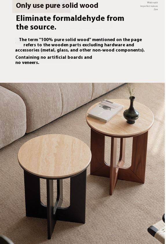 Black Walnut, Poplar Solid Wood Wabi-Sabi Style Rock Board Side Table