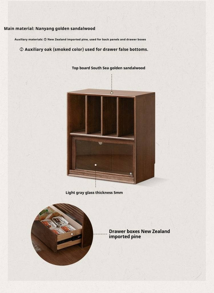 Golden Sandalwood Solid Wood Wall-Mounted Bookcase with Free Combination Grid Design