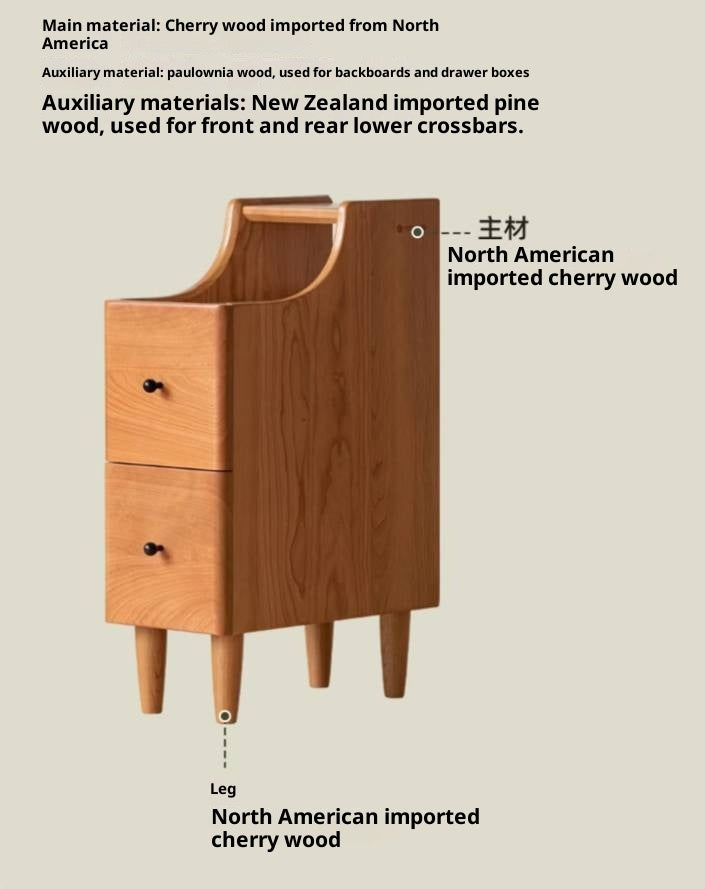 Cherry Solid Wood Modern Nightstand