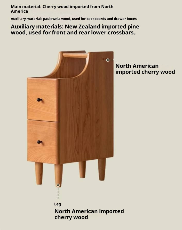 Cherry Solid Wood Modern Nightstand.