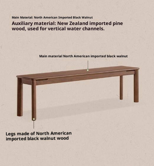 Black Walnut, Oak, Ash Solid Wood Long Bench