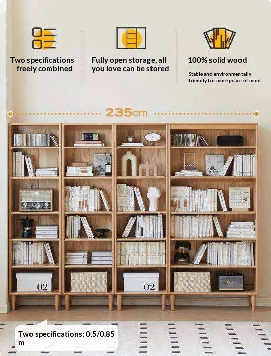 Beech Solid Wood Bookshelves Storage Shelf