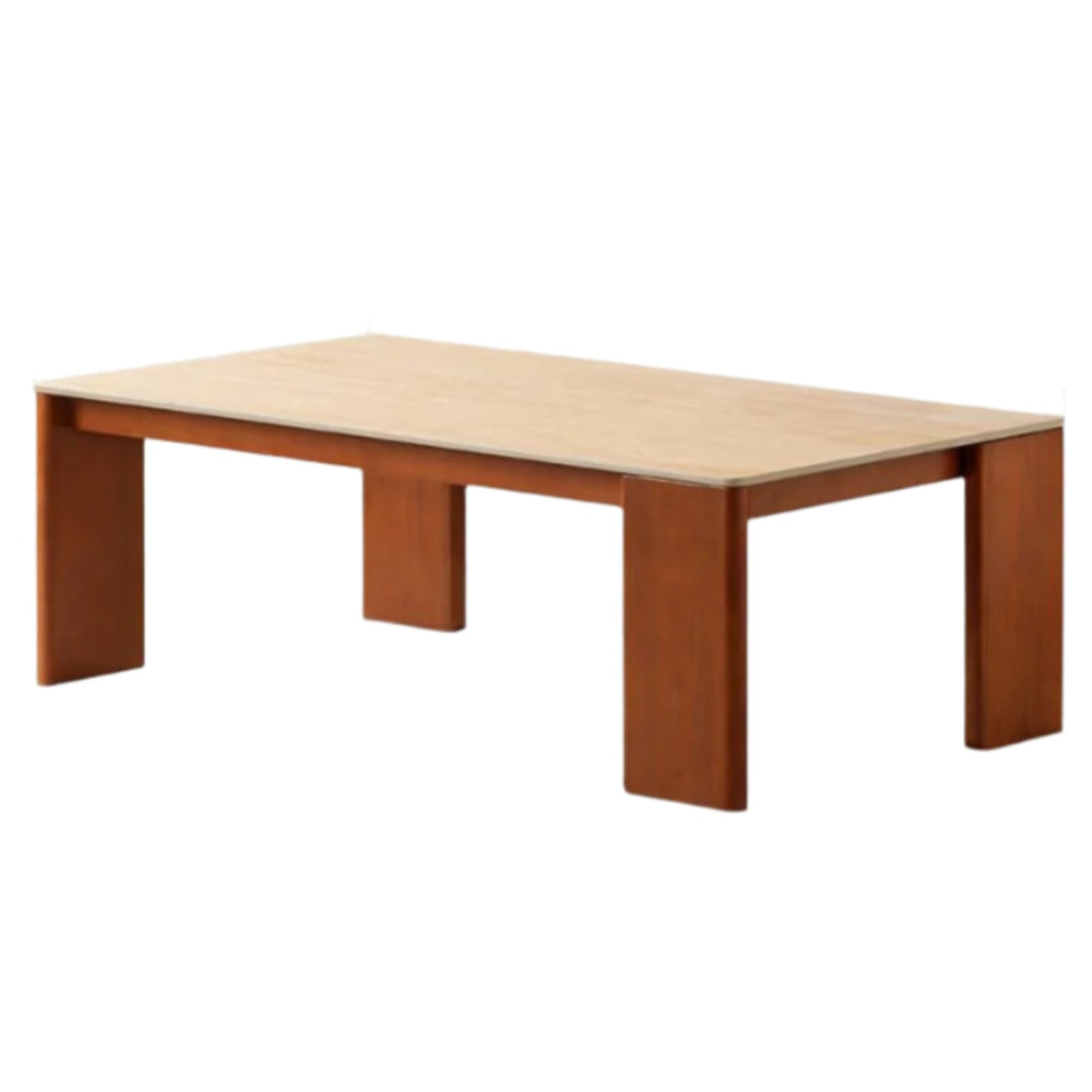 Poplar Solid Wood Medieval Style Rock Plate Coffee Table