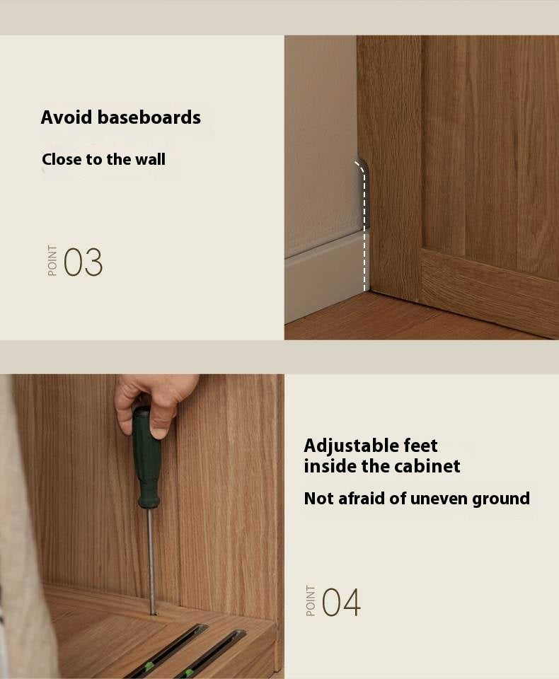 Oak Solid Wood Modern Double Door Wardrobe