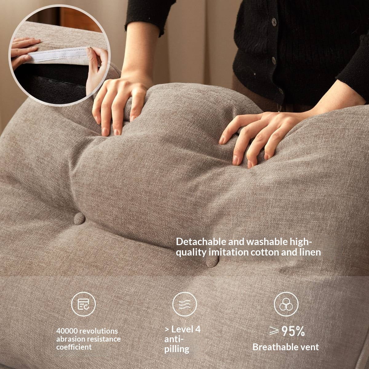 Armless Folding Sofa Bed with Wood Legs