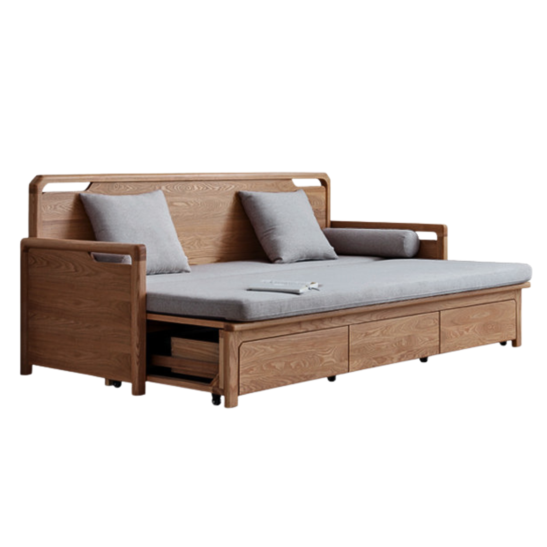 Ash Solid Wood Retractable Multifunctional Box Sofa Bed.