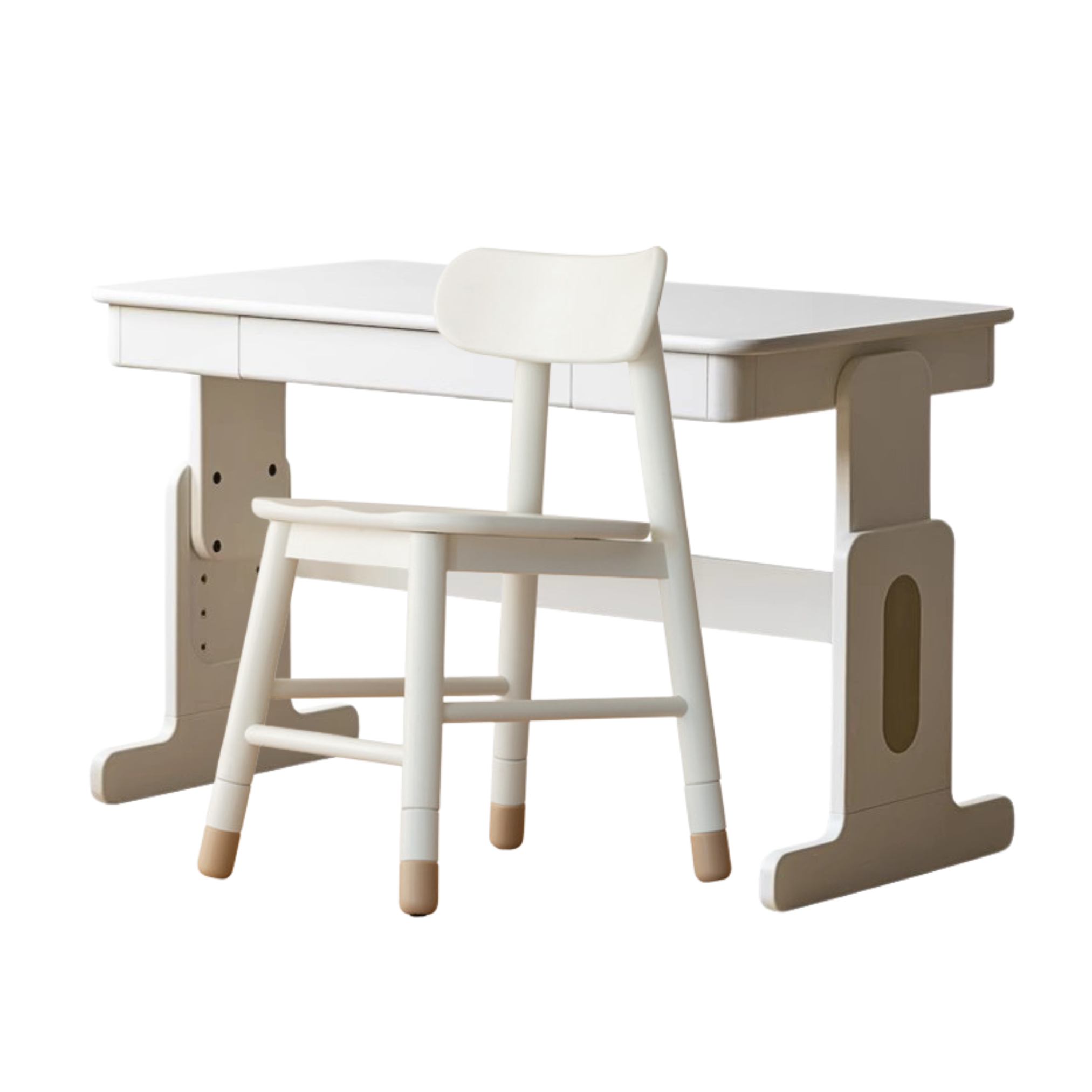 Beech Solid Wood Lift Study Desk Adjustable White Children's Desk