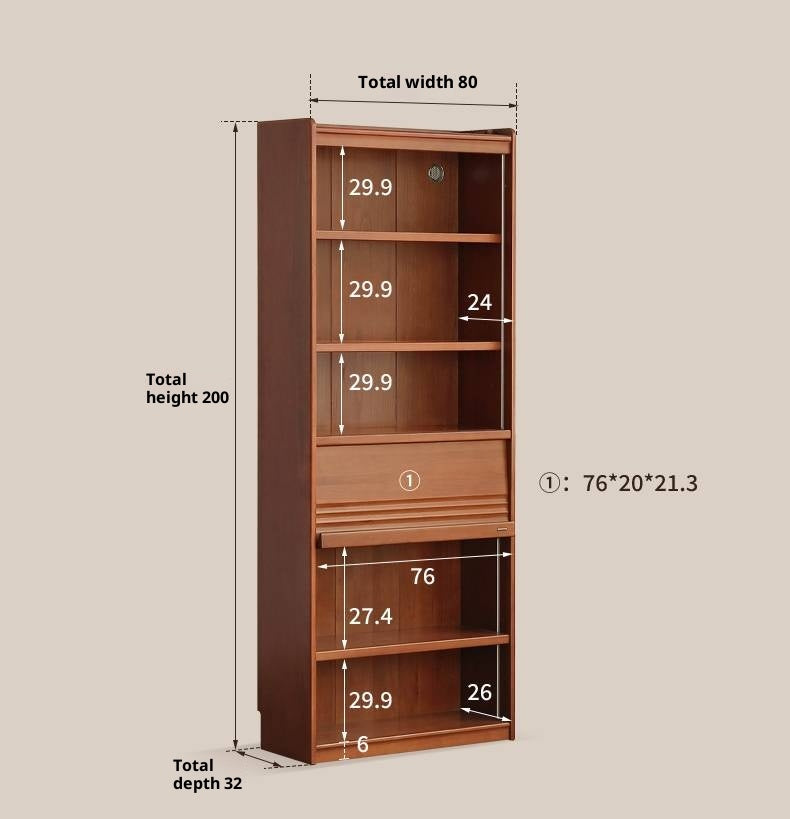 Black Walnut, Tulipwood Solid Wood Antique Style Bookshelf