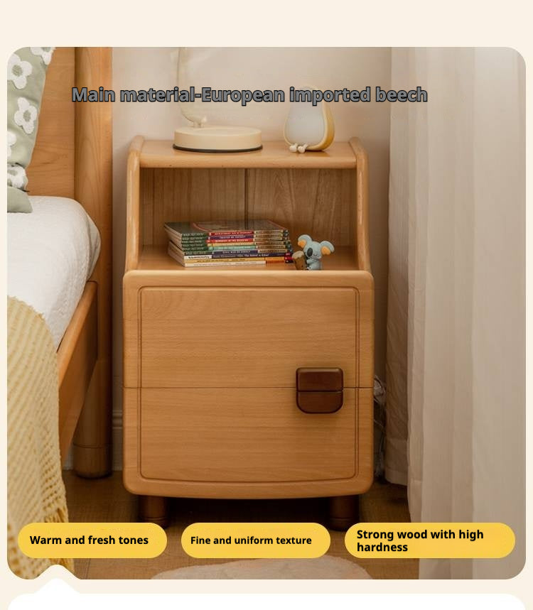Beech Solid Wood Modern Kids Nightstand.