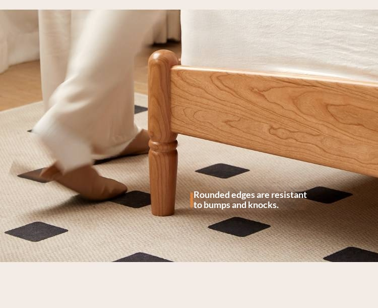 Cherry Solid Wood Bed — French Style Vintage Design