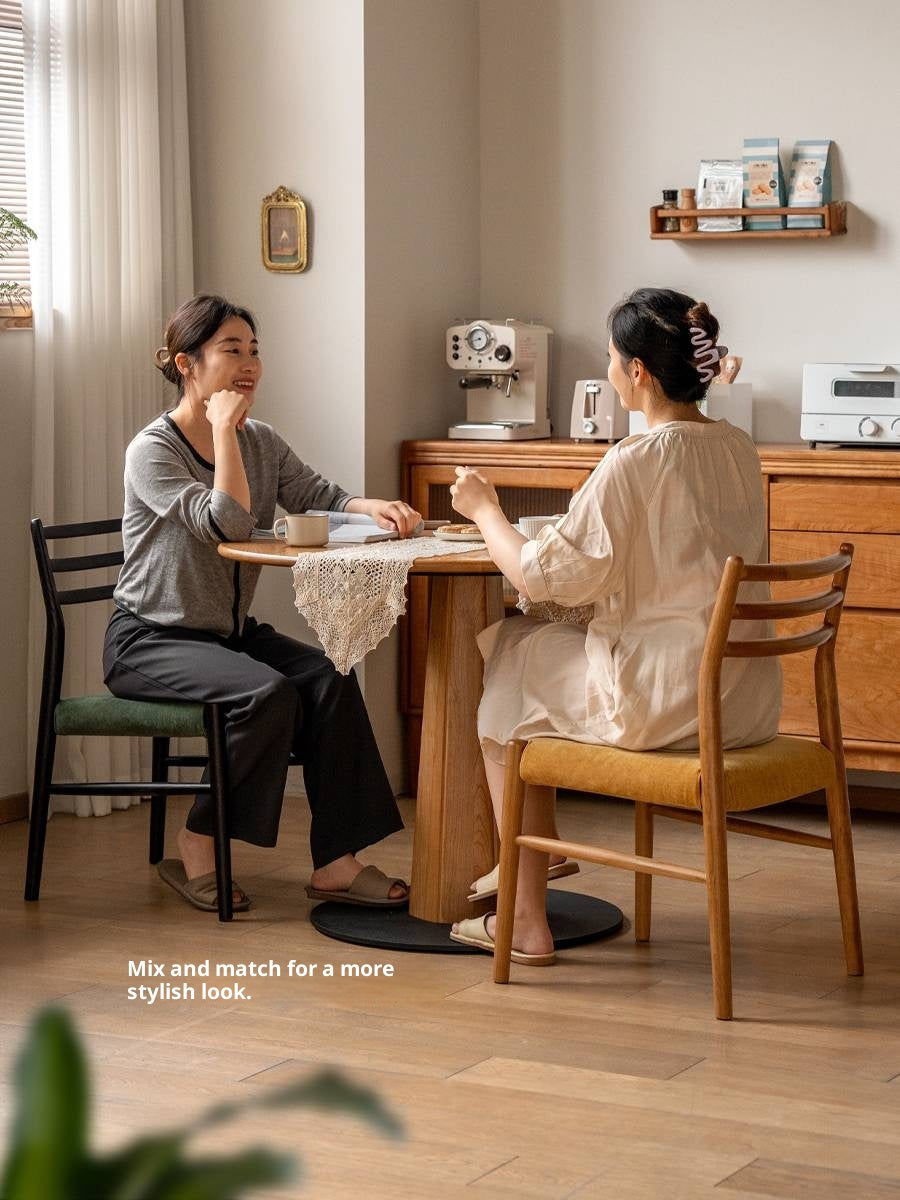 Set 4 pcs Cherry, Ash Solid Wood Artistic Retro Style Dining Chair