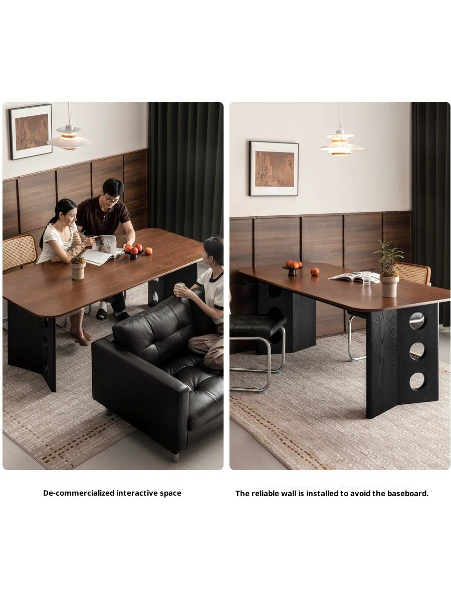 Black Walnut, Ash Solid Wood Retrо Dining Table