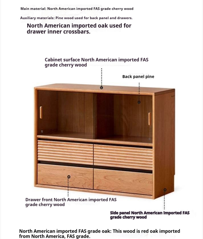 Cherry Solid Wood Floor Standing Bookcase