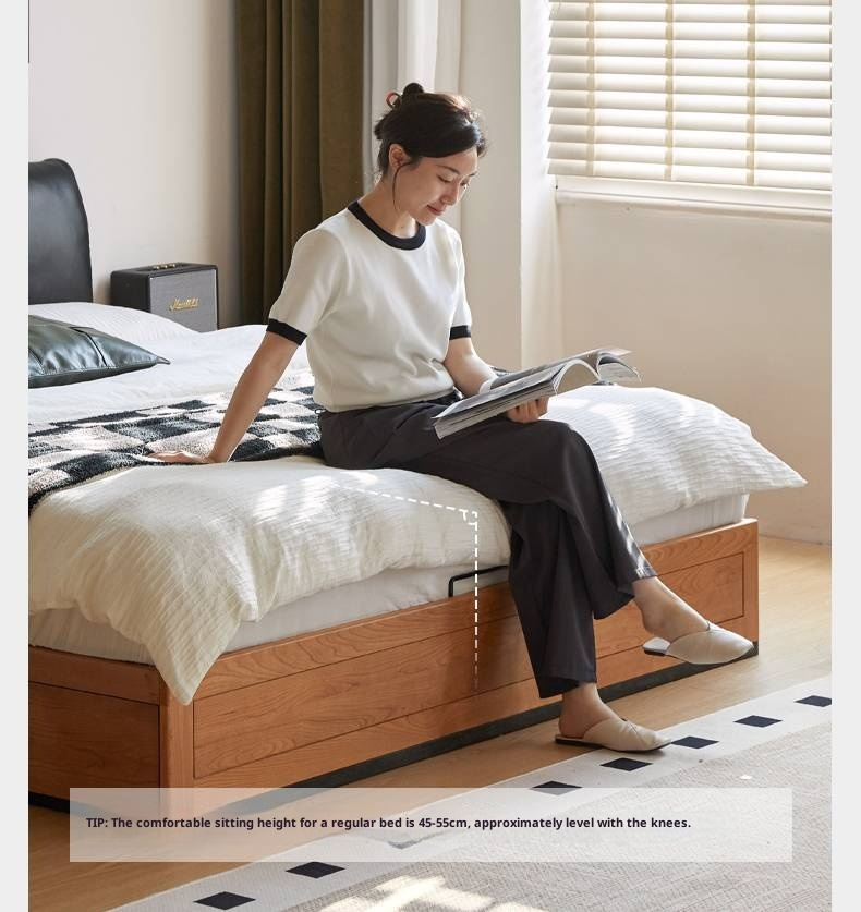 Cherry Solid Wood Box Bed Vintage Style