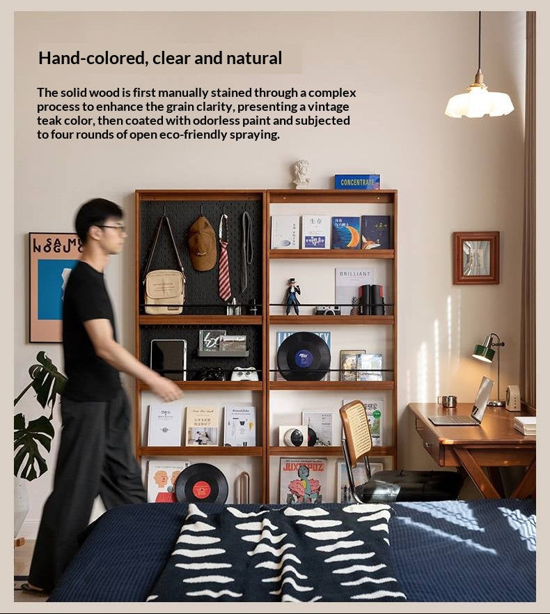 Solid Rubberwood Vintage Style Ultra-Thin Bookshelf