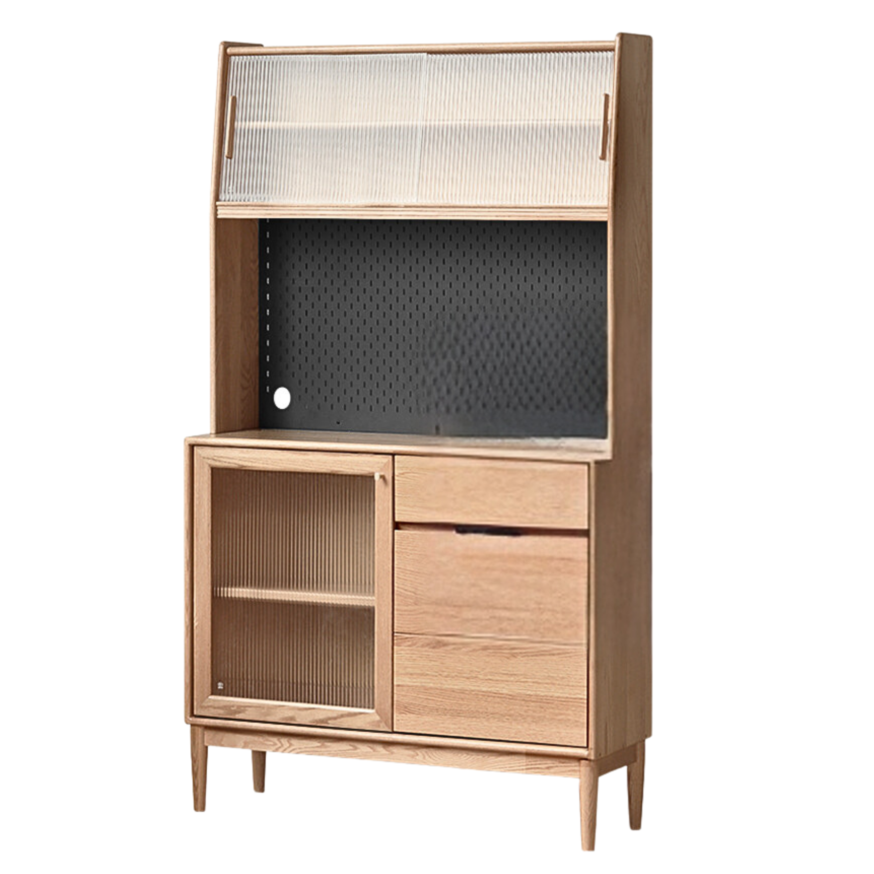 Oak Solid Wood Modern Dining Sideboard Against The Wall