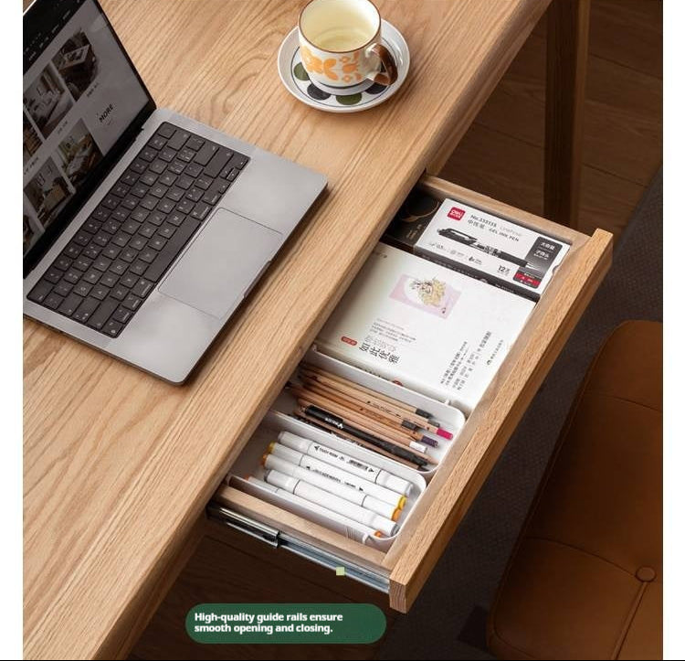 Oak, Beech Solid Wood Office Desk with drawers