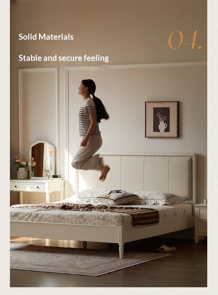 Oak Solid Wood Technology Fabric Soft Bed