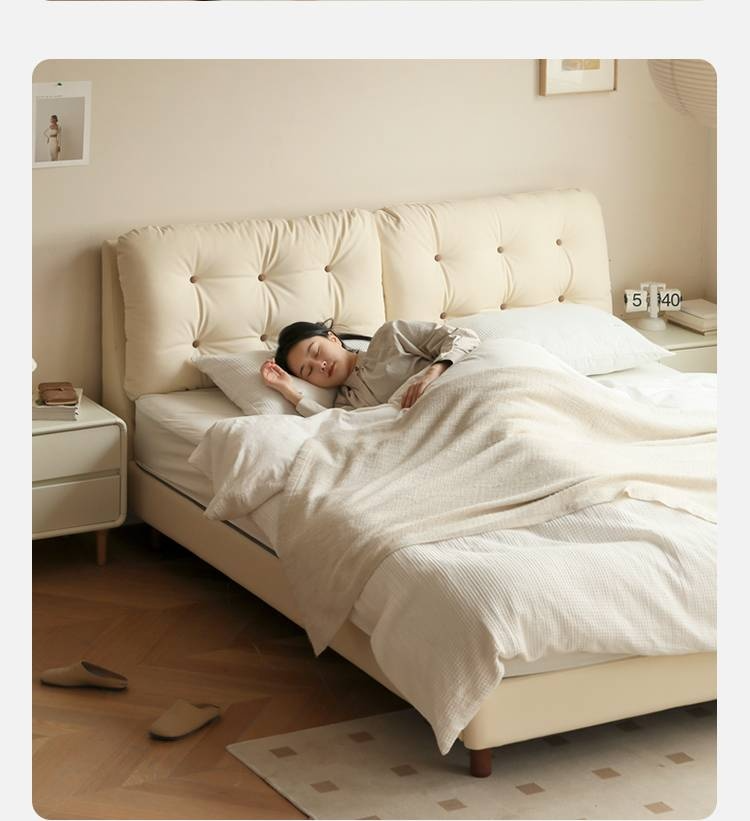 Organic Leather Art Bed Cream Cloud Soft