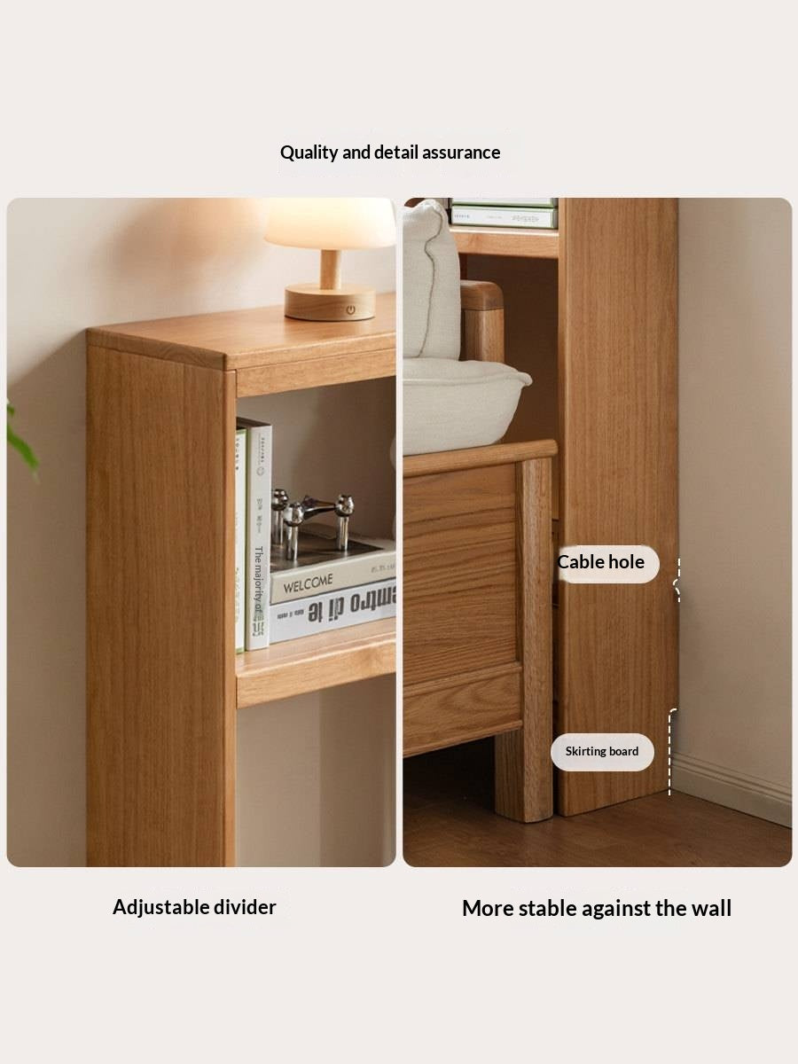 Solid RubberWood Sofa Back Console Table with Open Storage Shelves