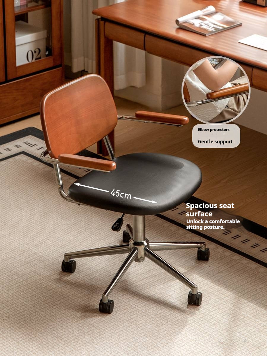 Beech Solid Wood Adjustable Office Chair, Bauhaus Style