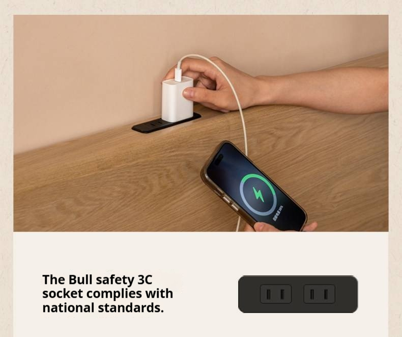 Ash Solid Wood Bed — Modern Minimalist Large Slab Design with Luminous Features