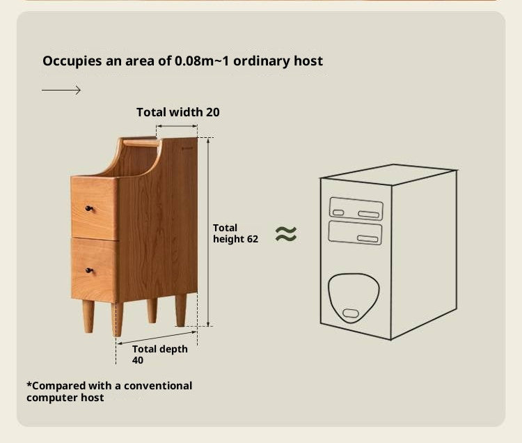 Cherry Solid Wood Modern Nightstand