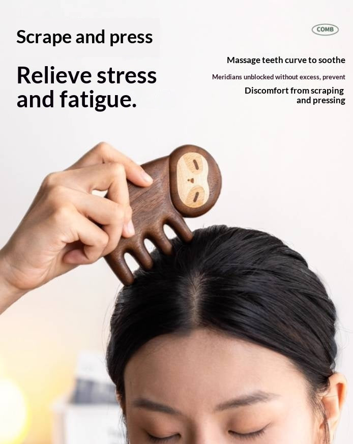 Black Walnut Solid Wood Modern Massage Comb